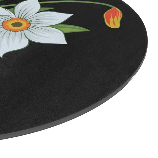 Blume mit schwarzem Hintergrund Schneidebrett (Ecke)