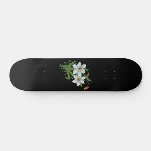 Blume mit schwarzem Hintergrund Skateboard (Horizontal)