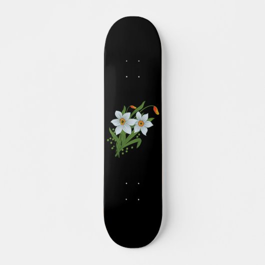 Blume mit schwarzem Hintergrund Skateboard (Vorne)