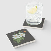 Blume mit schwarzem Hintergrund Steinuntersetzer (Seitenansicht)