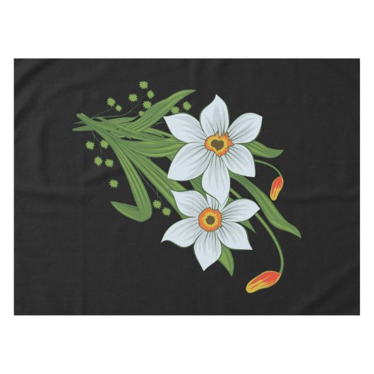 Blume mit schwarzem Hintergrund Tischdecke (Vorderseite (Horizontal))