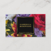 Blume mit schwarzem quadratischem Goldrahmen Visitenkarte (Vorderseite)