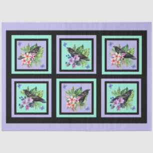 Blume mit schwarzem Raven und gemischten Wasserfar Seidenpapier