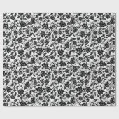 Blume mit schwarzem und grauem Swirbelpapier Geschenkpapier (Flach)