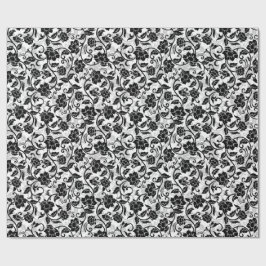 Blume mit schwarzem und grauem Swirbelpapier Geschenkpapier