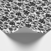 Blume mit schwarzem und grauem Swirbelpapier Geschenkpapier (Ecke)