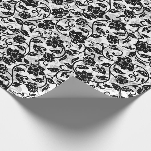 Blume mit schwarzem und grauem Swirbelpapier Geschenkpapier (Ecke)