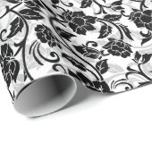 Blume mit schwarzem und grauem Swirbelpapier Geschenkpapier (Rolleneckpunkt)