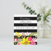 Blume mit schwarzem und weißem Streifen Einladung (Stehend Vorderseite)