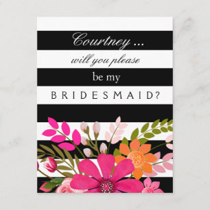 Blume mit schwarzem und weißem Streifen Einladung