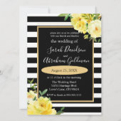 Blume mit schwarzem und weißem Streifen, Rose Hoch Einladung (Vorderseite)