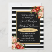 Blume mit schwarzem und weißem Streifen, Rose Hoch Einladung (Vorderseite)