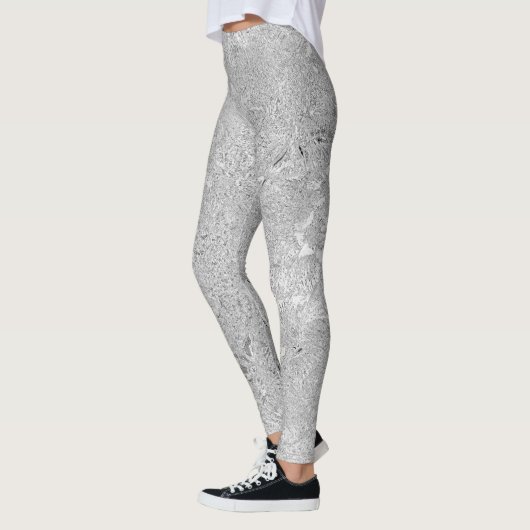 Blume mit silberem Hibiskus, Leggings (Links)
