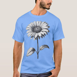 Blume mit Stiel Schwarz-Weiß-Kunst Beautif T-Shirt
