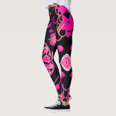 Blume mit surrealen Motiven Rosa Blumenmuster Leggings (Links)