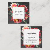 Blume mit tiefer Roter Wasserfarbe - Hintergrund Quadratische Visitenkarte (Vorne/Hinten)