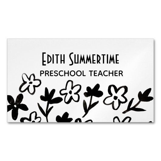 Blume mit Tintenkarte Magnetische Visitenkarte (Vorderseite)