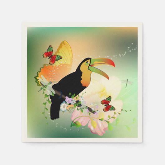 Blume mit Toucan Serviette (Vorderseite)