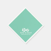 Blume mit tropischem Minzgrün-Hibiskus Serviette (Ecke)