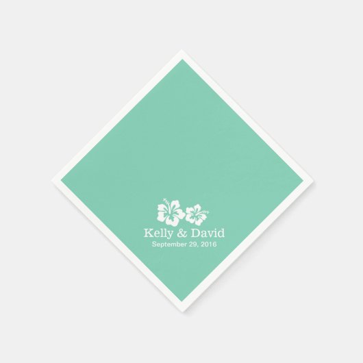 Blume mit tropischem Minzgrün-Hibiskus Serviette (Ecke)