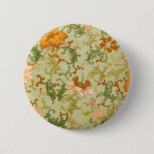 Blume mit Vintagen chinesischen Zierschriften Button (Vorderseite)