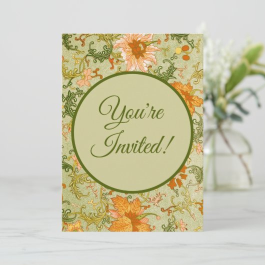 Blume mit Vintagen chinesischen Zierschriften Einladung (Stehend Vorderseite)