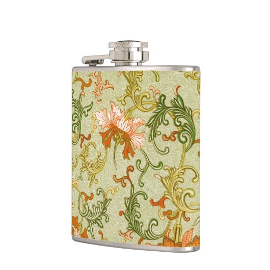 Blume mit Vintagen chinesischen Zierschriften Flachmann (Links)