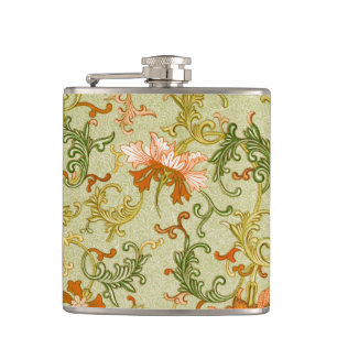 Blume mit Vintagen chinesischen Zierschriften Flachmann