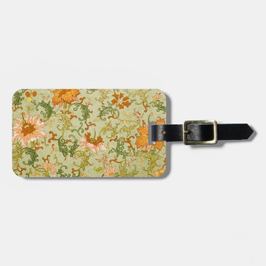 Blume mit Vintagen chinesischen Zierschriften Gepäckanhänger (Vorderseite horizontal)