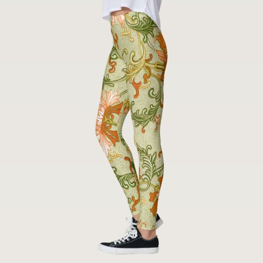 Blume mit Vintagen chinesischen Zierschriften Leggings (Links)