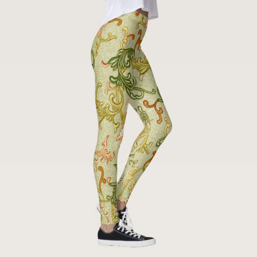 Blume mit Vintagen chinesischen Zierschriften Leggings (Rechts)