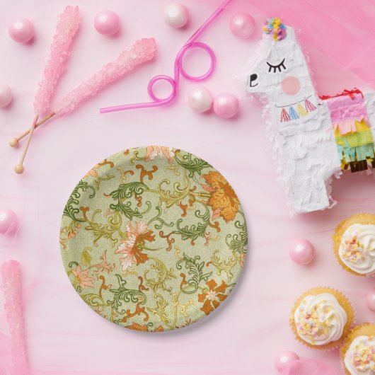 Blume mit Vintagen chinesischen Zierschriften Pappteller (Party)