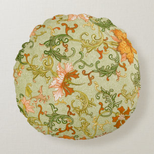 Blume mit Vintagen chinesischen Zierschriften Rundes Kissen