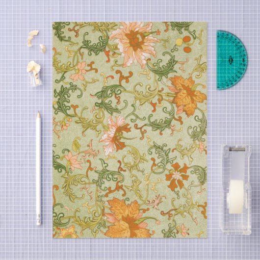 Blume mit Vintagen chinesischen Zierschriften Seidenpapier (Handwerk)