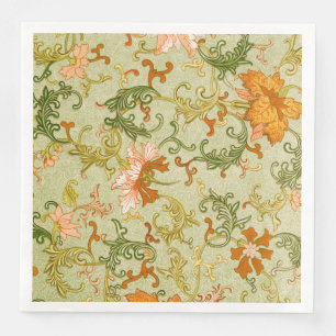 Blume mit Vintagen chinesischen Zierschriften Serviette