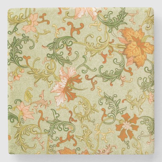 Blume mit Vintagen chinesischen Zierschriften Steinuntersetzer (Vorderseite)