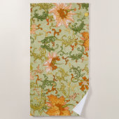 Blume mit Vintagen chinesischen Zierschriften Strandtuch (Vorderseite)