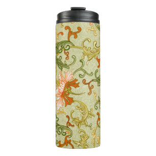 Blume mit Vintagen chinesischen Zierschriften Thermosbecher