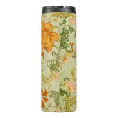 Blume mit Vintagen chinesischen Zierschriften Thermosbecher (Rückseite)