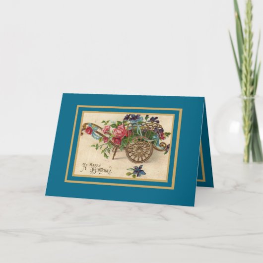 Blume mit Vintager Karte Blumenkohl zum Geburtstag (Vorderseite)