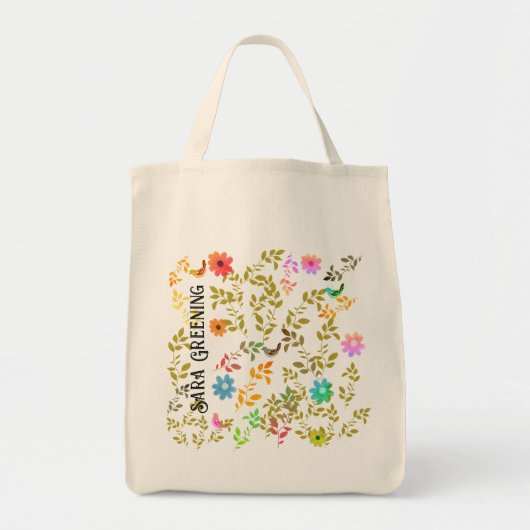 Blume mit Vögeln Tasche (Vorne)