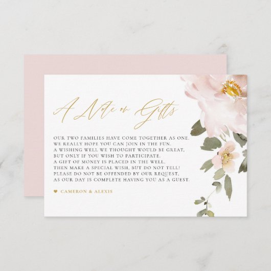 Blume mit Wasserfarbe Hochzeitsnotiz über Geschenk Begleitkarte (Vorne/Hinten)