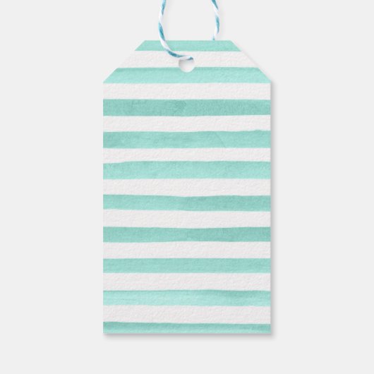 Blume mit Wasserfarbe Rosa und Minze Hochzeit Geschenkanhänger (Rückseite)