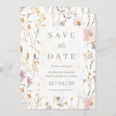 Blume mit Wasserfarben, die das Datum speichern Einladung (Vorne/Hinten)