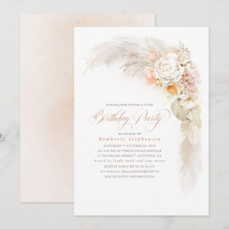 Blume mit weichem Pastell und Pampas Grass Boho zu Einladung