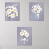Blume mit weißem Daisy Monogramm Lavendel Set 3 (Vorderseite)