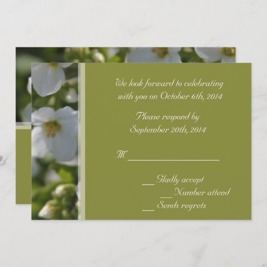 Blume mit weißem Garten UAWG Hochzeitsfeier Einladung (Vorne/Hinten)