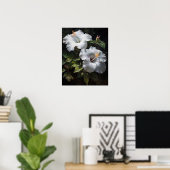 Blume mit weißem Hibiskus Art Print Poster (Heimbüro)
