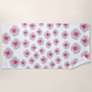 Blume mit weißem Hibiskus Strandtuch