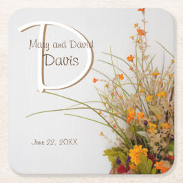 Blume mit weißem Holzfall Hochzeiten von Untersetz Rechteckiger Pappuntersetzer